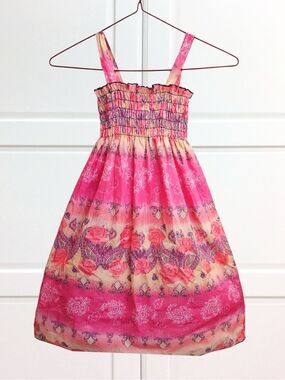 Girls Pink Paisley Sundress - Lightweight Summer Dress Size 6